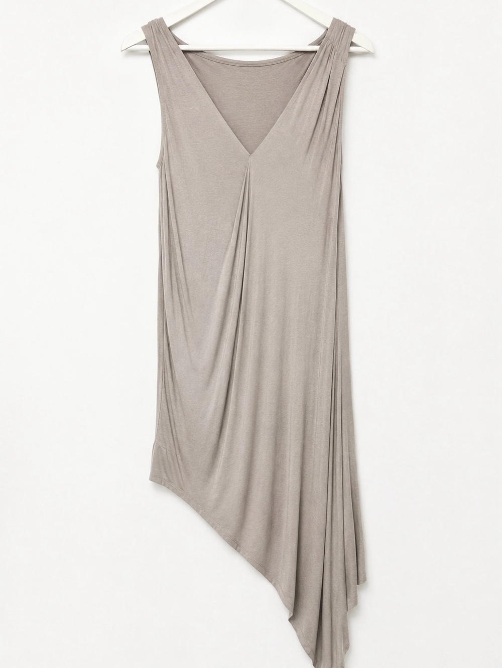 Helmut Lang Asymmetrical Draped Silk Blend Dress Taupe Greige S